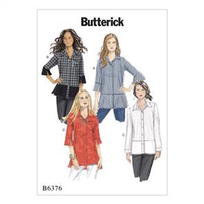 Butterick Pattern 6376 Misses' Button-Down Shirts with Side Slits