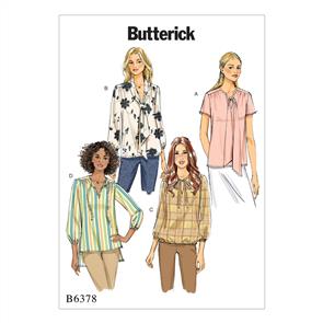 Butterick Pattern 6378 Misses' Gathered Tops and Tunics with Neck Ties