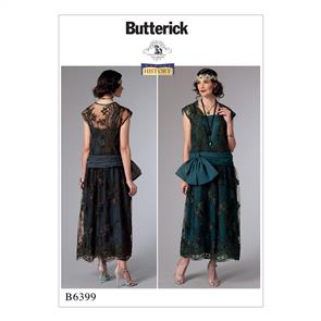 Butterick Pattern 6399 Misses' Drop-Waist Dress with Oversized Bow