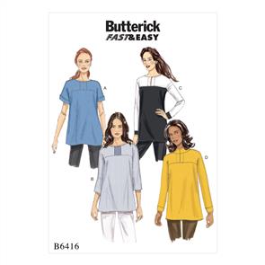 Butterick Pattern 6416 Misses' Button-Closure Tunics with Yokes