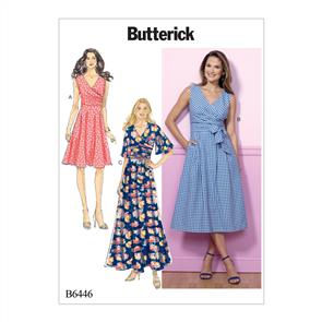 Butterick Pattern 6446 Misses' Pleated Wrap Dresses with Sash