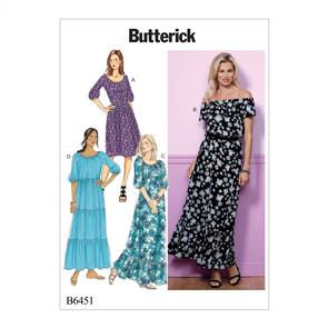 Butterick Pattern 6451 Misses' Gathered, Blouson Dresses