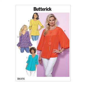 Butterick Pattern 6456 Misses' Tulip or Ruffle Sleeve Tops