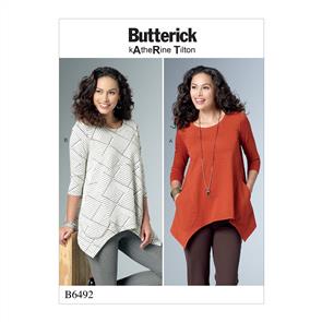 Butterick Pattern 6492 Misses' Loose Knit Tunics with Shaped Sides and Pockets