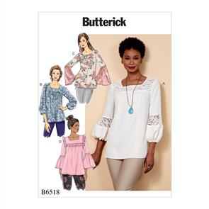 Butterick Pattern 6518 Misses' Square-Neck Top with Yoke