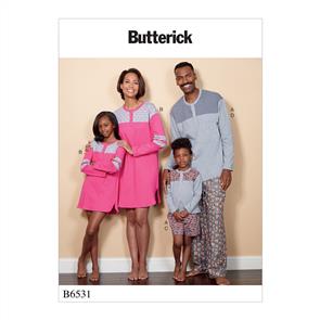 Butterick Pattern 6531 Misses'/Men's/Childrens'/Boys'/Girls' Top, Tunic, Shorts and Pants