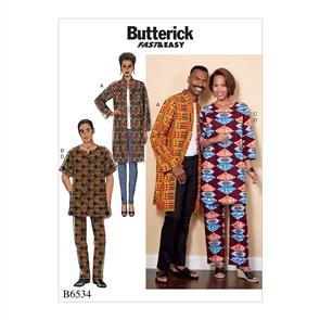 Butterick Pattern 6534 Misses'/Men's Coat, Tunic and Pants