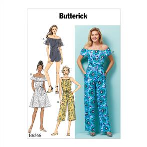 Butterick Pattern 6566 Misses'/Misses' Petite Dress,Romper, Jumpsuit and Sash