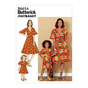 Butterick Pattern 6654 Misses', Children's and Girl's Dress and Sash