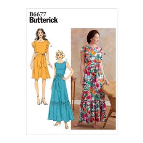 Butterick Pattern 6677 Misses' Dress and Sash