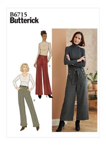 Butterick Pattern 6715 Misses'/Misses' Petite Pants, Sash & Belt