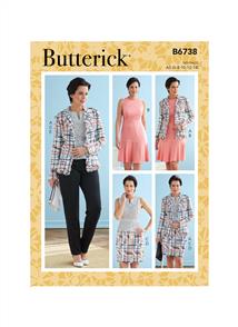 Butterick Pattern 6738 Misses' Jacket, Dress, Top, Skirt & Pants