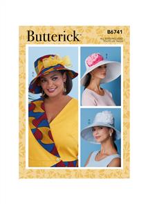 Butterick Pattern 6741 Misses' Hats With Ribbon, Flowers & Bow