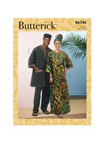 Butterick Pattern 6748 Misses'/Men's Tunic, Caftan, Pants, Hat and Head Wrap