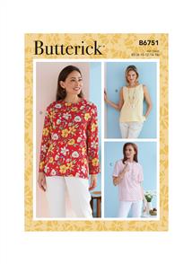 Butterick Pattern 6751 Misses'/Misses' Petite Pullover Tops