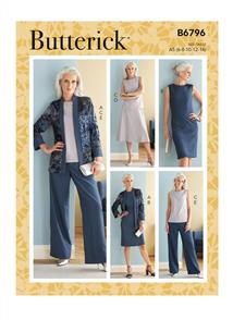 Butterick Pattern 6796 Misses' Jacket, Dress, Top, Skirt & Pants