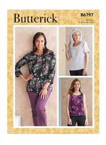 Butterick Pattern 6797 Misses' & Misses' Petite Scoop-neck Tops