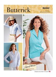 Butterick Pattern 6842 Misses' Fold-Back Collar Shirts