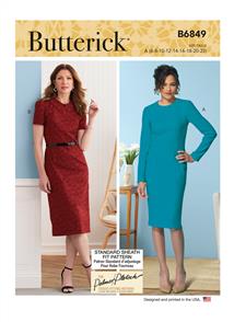 Butterick Pattern 6849 Misses' Fit Pattern Dresses & Optional Collar