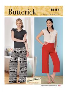 Butterick Pattern 6851 Misses' No-Side-Seam Shorts, Capris & Pants