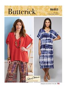 Butterick Pattern 6853 Misses' V-Neck Pullover Tunic & Dresses