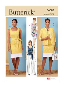 Butterick Pattern 6882 Misses' Jacket, Dress, Top, Pants and Sash