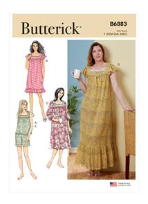 Butterick Pattern 6883 Misses' Top, Nightgowns and Shorts