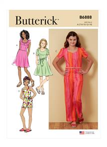 Butterick Pattern 6888 Girls' Dress, Jumpsuit, Romper and Sash