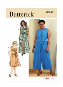 Butterick Pattern 6891 Women's Dress, Jumpsuit and Sash