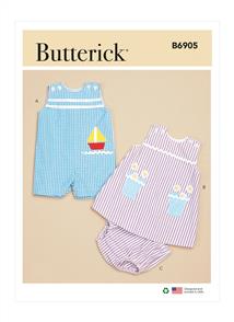 Butterick Pattern 6905 Baby Overalls, Dress and Panties