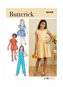 Butterick Pattern 6908 Girls' Dress, Jumpsuit and Romper