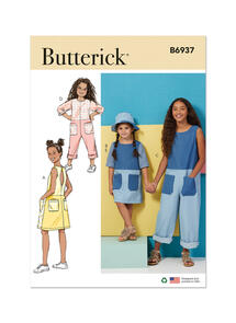 Butterick Children's and Girls' Dress, Romper and Hat in Sizes S-M-L