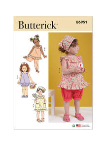Butterick Toddlers' Dress, Tops, Shorts, Pants and Kerchief
