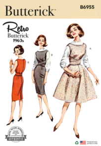 Butterick Sewing Pattern 1960s Misses' Shallow Necked Jumper B6955