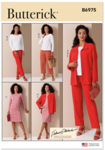 Butterick Sewing Pattern Misses' Jacket, Knit Top and Dress, and Pants B6975