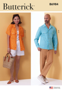 Butterick Sewing Pattern Unisex Shirts, Shorts and Pants B6984