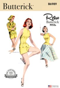 Butterick Sewing Pattern 1950s Misses' Playsuit, Blouse and Skirt B6989