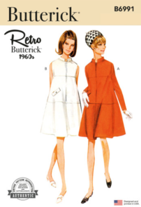 Butterick Sewing Pattern 1960s Misses' Dress with Sleeve Variations B6991