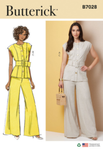 Butterick Sewing Pattern Misses' Top with Belt and Pants B7028