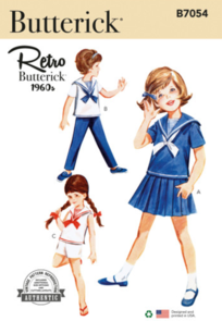 Butterick Sewing Pattern 1960s Children's Skirt, Overblouse, Pants, Shorts and Dickey B7054