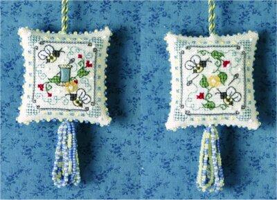 The Bee Cottage Cross Stitch Pattern - I'd Rather Bee Stitching Fob
