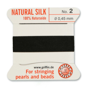 Griffin 100% Natural Pure Silk Bead Cord - Black