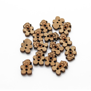 Trendy Trims Italian Wooden Teddy Bear 2 Hole Button
