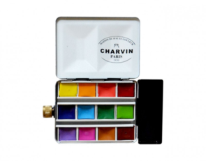 Charvin Watercolour Pan Set - 12 colours with Waterbox