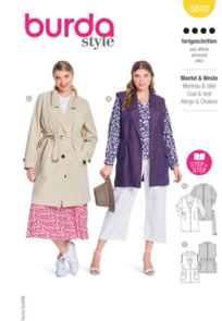 Burda Sewing Pattern 5840 Misses' Coat & Vest