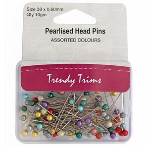 Trendy Trims  Pearlised Head Pins size 38 x 0.60mm 75/Pkg