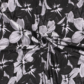Nooteboom Viscose Vortex Jersey Fabric - Printed Flowers #19244 - Colour 69 - Black