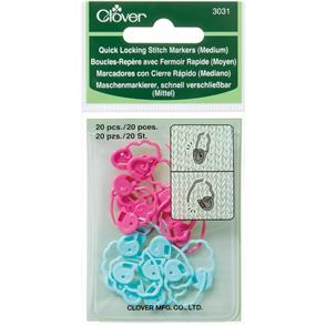 Clover Quick Locking Stitch Markers Medium 20/Pkg