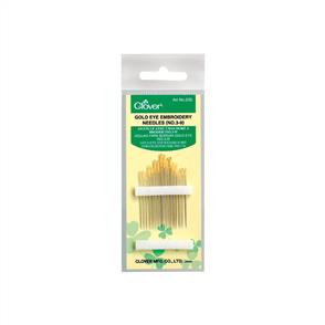 Clover Gold Eye Embroidery Needles - Size 3/9 16
