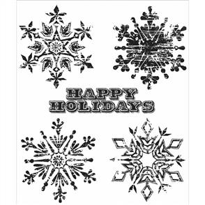 Stampers Anonymous Tim Holtz Weathered Winter Snowflakes Stamp Set Lg